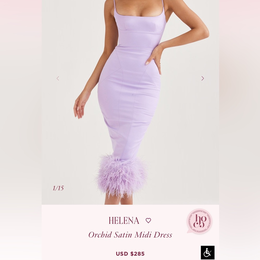 House of CB Purple Satin Spaghetti Strap Dress
